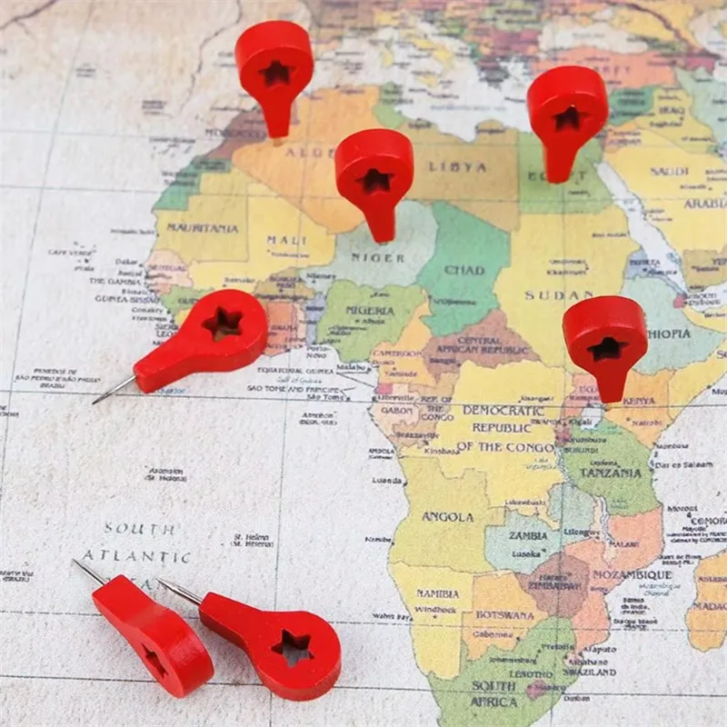 40 Pcs Map Markers Wooden Drawing Photo Wall Studs Cork Board Pins Thumbtack Pushpins Painting Tool