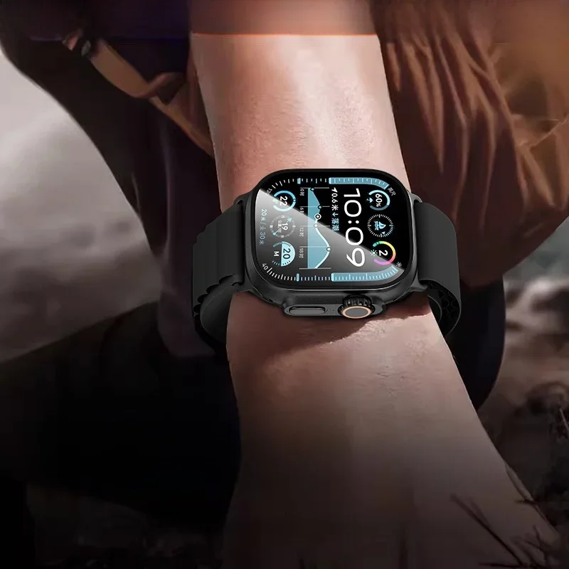 واقي شاشة لساعة أبل الترا 3 49 ملم مقاوم للماء تركيب المحاذاة التلقائية من الزجاج المقسى فيلم كامل iWatch Ultra 2 49 #5