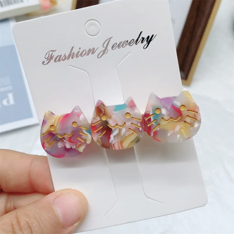 Cat Smile Face hairbin Kawaii Claw Bang Sides Duckbill For Girl Cartoon Hair Clips Acetic Acid Cute Animal Headwear Girl Styling