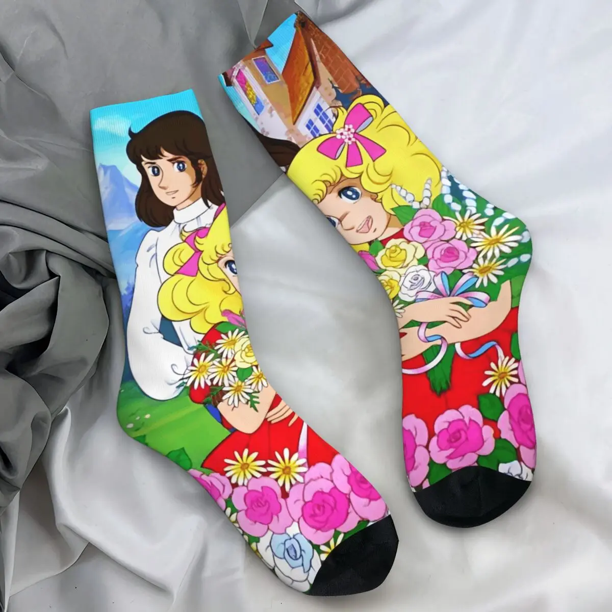 

Candy Candy And Terry Anime Socks Gothic Stockings Autumn Anti Bacterial Adults Men Socks Breathable Design Climbing Socks