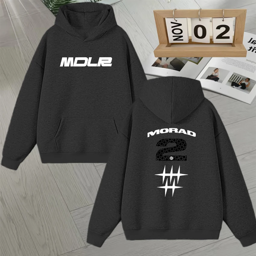 Rapper Morad MDLR Tour 2025 Double Sided Print Hoodie Men Women Long sleeve Hip Hop Pullover Casual Oversized Fleece Sweatshirts