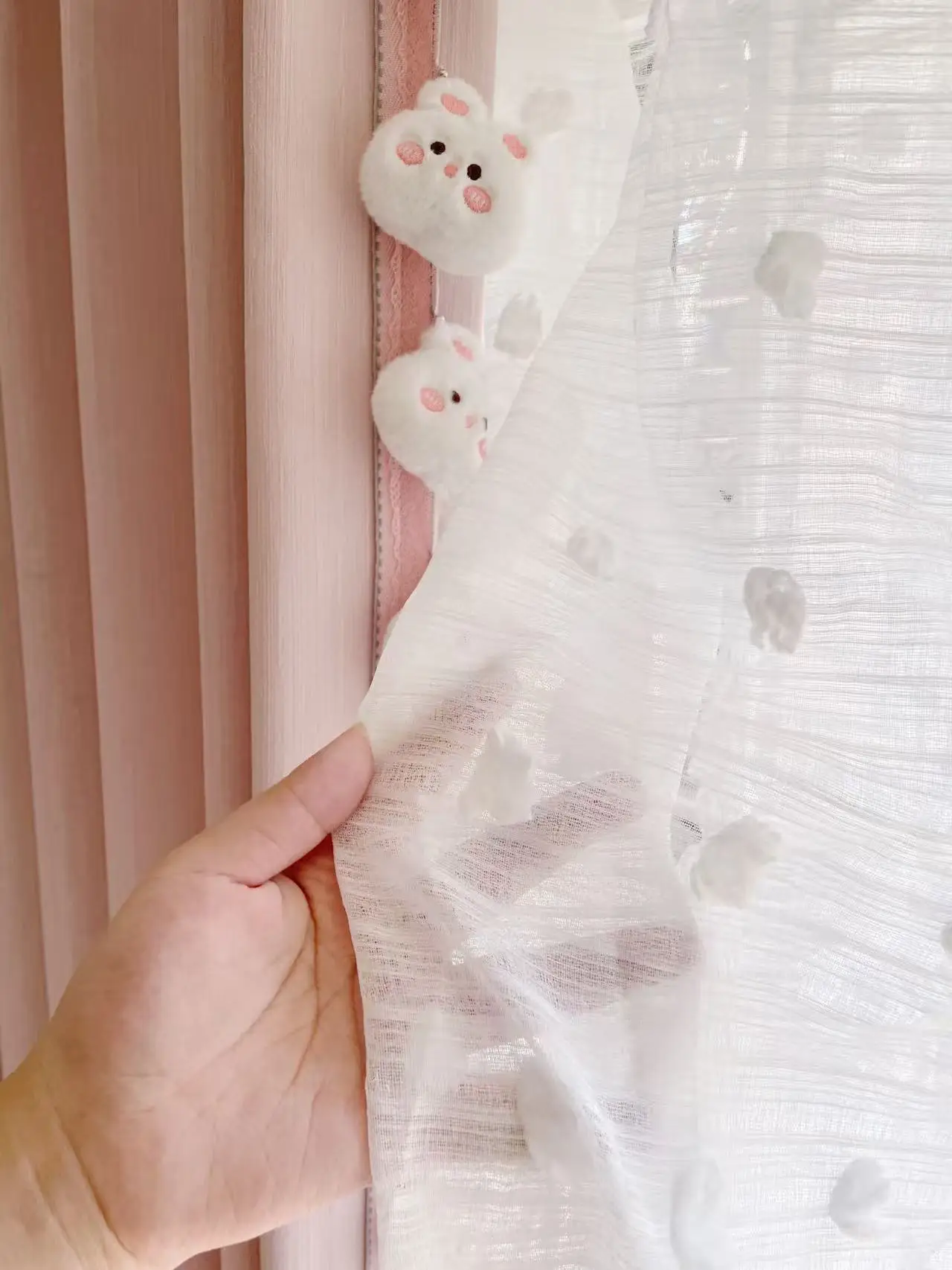 Cream Cake Skirt Light Pink Princess-style Thick Chenille High-block Curtains for Living Dining Room Bedroom Custom Size Decor
