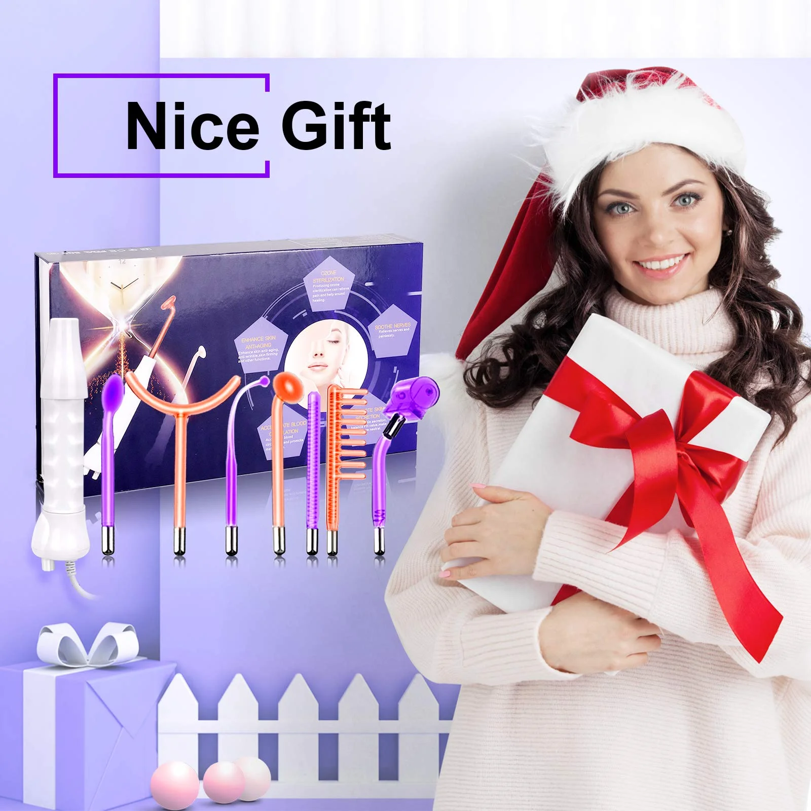 

Портативное высокочастотное устройство для электротерапии AiQUE 7 в 1, косметическое устройство для ухода за кожей, спа Derma 4, палочка с фиолетовыми лучами