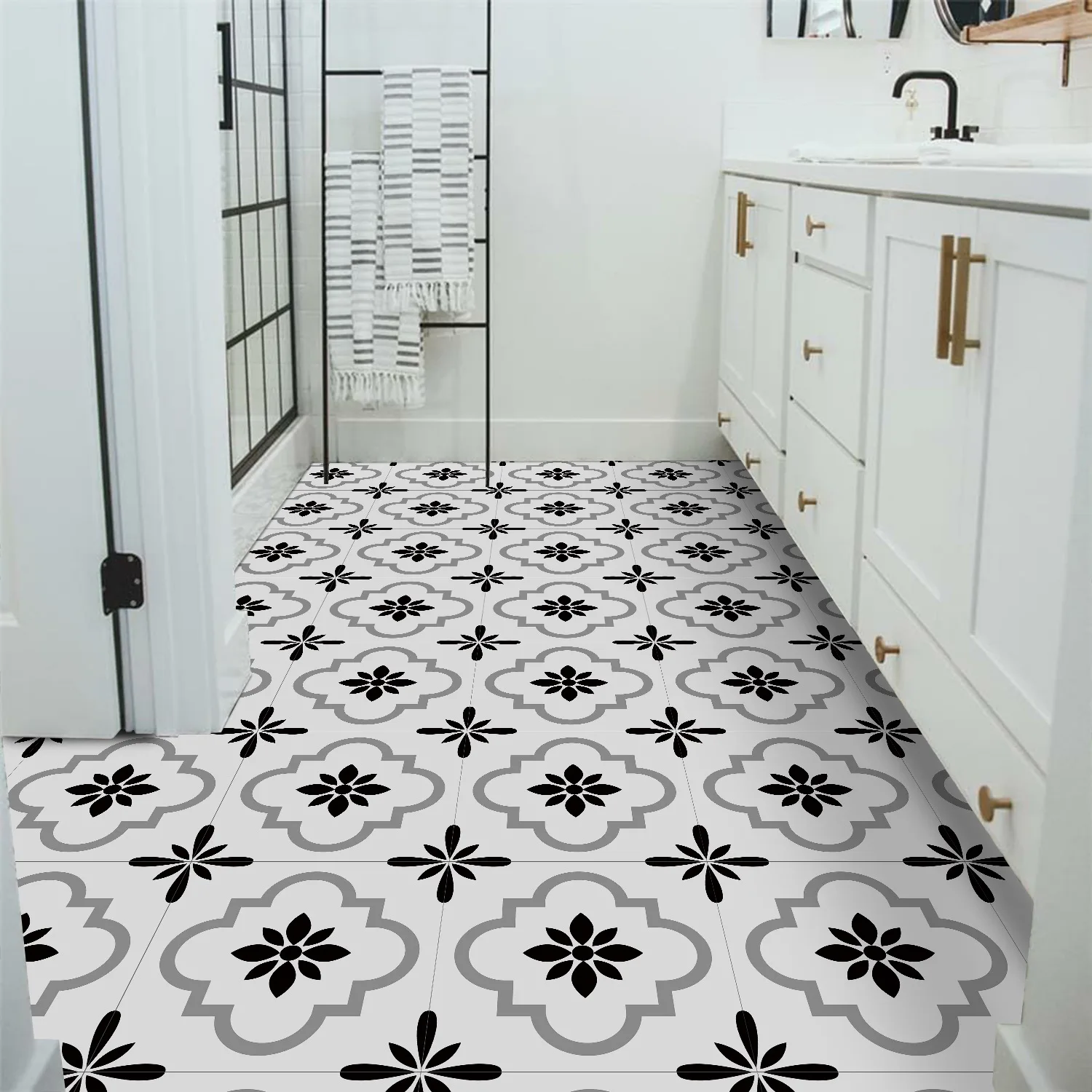 Floor and Wall Decoration for Bathrooms and Bedrooms, Thickened and Frosted Waterproof Self-adhesive Material