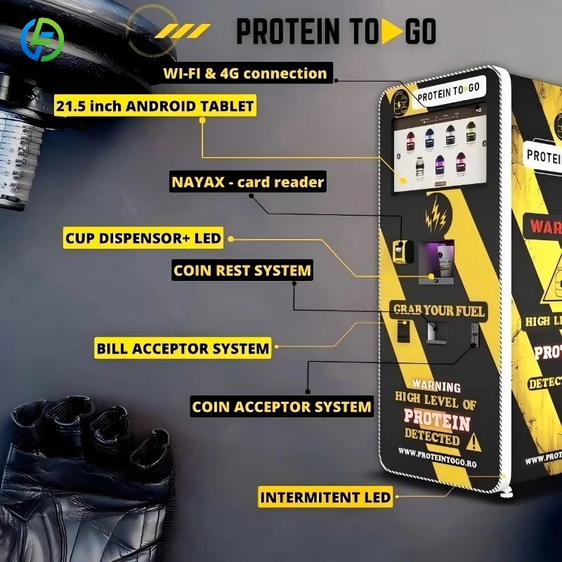 Customized Automatic Touch Screen Milkshake Gym Cold Mixed Drink Coffee Protein Shake Vending Machine with Mixing System