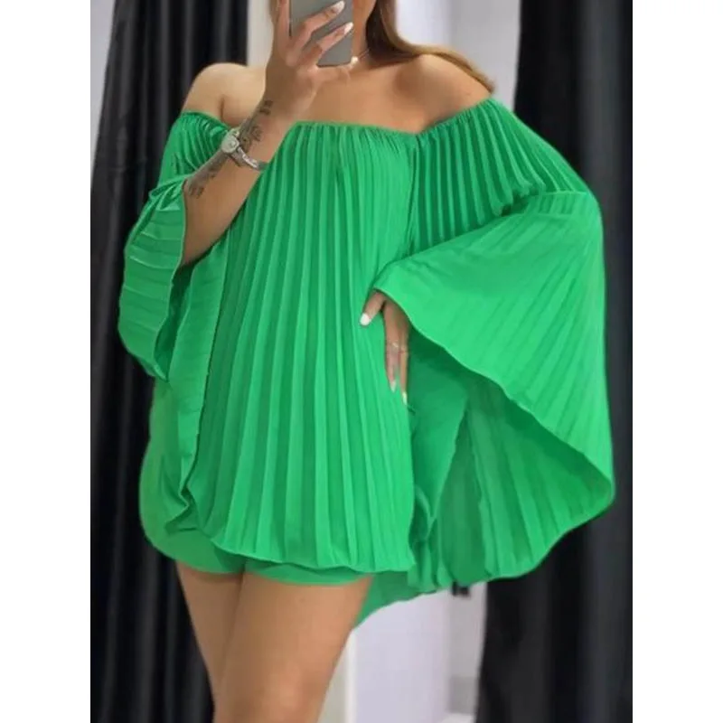 

Tinaa Two Piece Shorts Sets for Women 2026 Spring Summer Off-the Shoulder Pleated Tops+shorts New in Matching Sets 178911