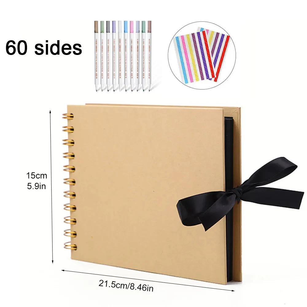 NONE ZK20 80 Seiten schwarze Erinnerungsbücher DIY Handwerk Fotoalben Scrapbook Cover Kraftalbum für Hochzeitstag Geschenke Erinnerungsbücher 9