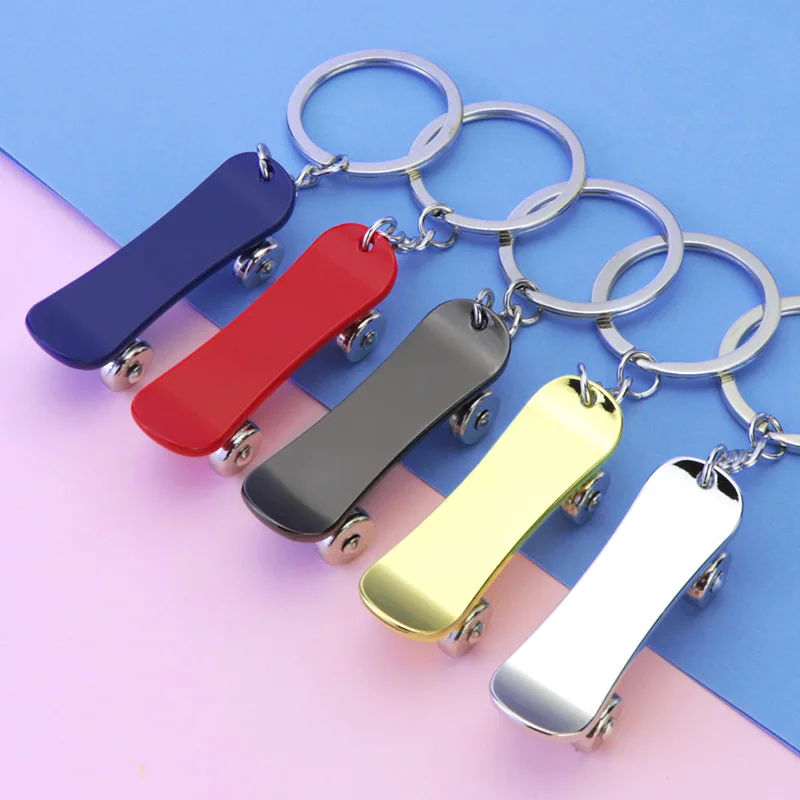 MINISO Creative Finger Scooter Keychain Stainless Steel Keyring Charm Finger Scooter Stress Relieving Toy Gift Keychain