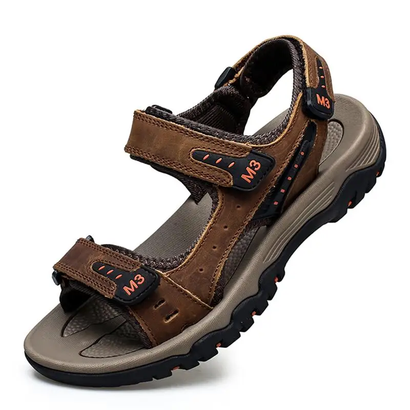 

Classic Men's Sandals Summer Genuine Leather Beach Sandals Fashion Men's Casual Shoes Wading Sandals Outdoor Sneakers Plus Size