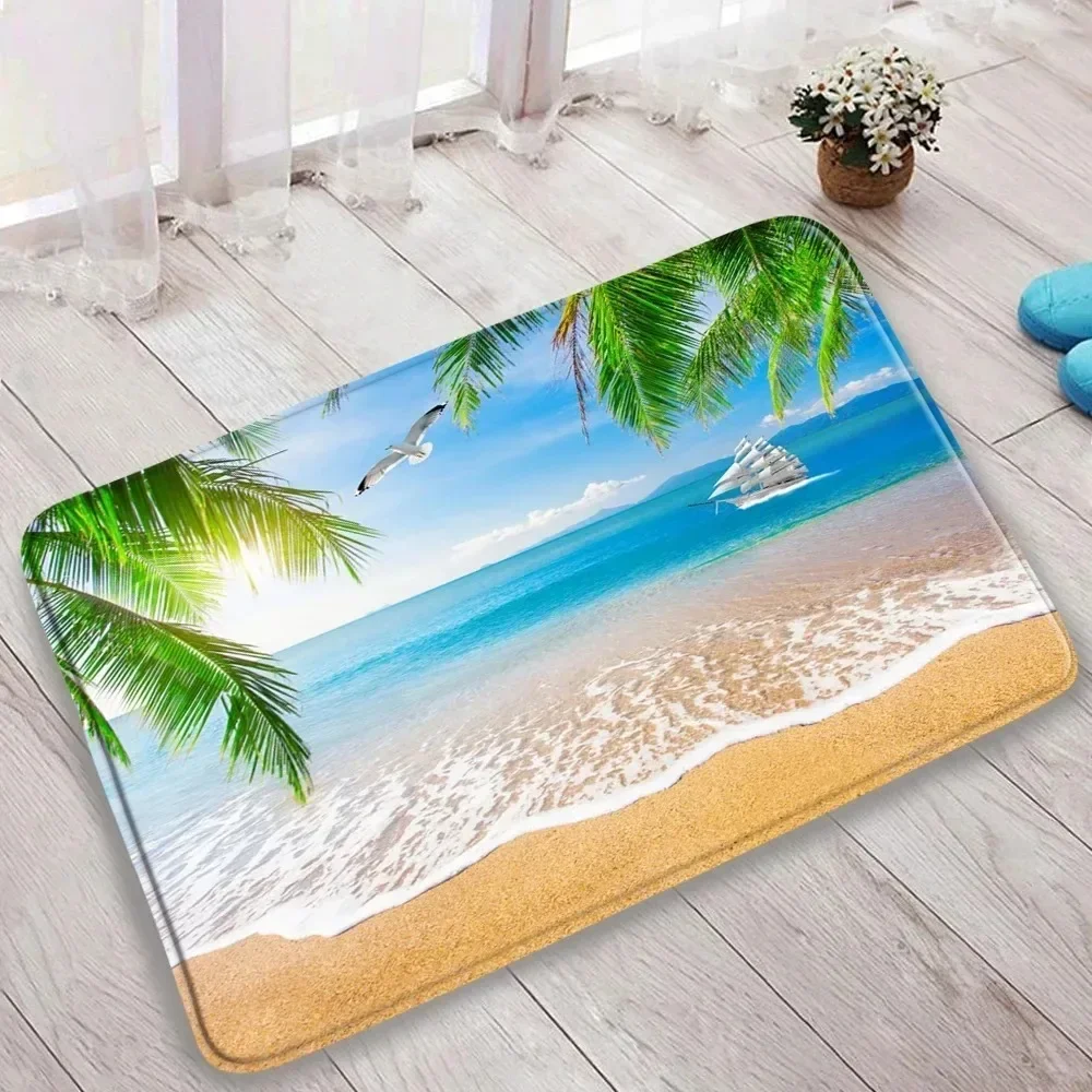 The Beautiful Seaside Views Bathroom Non-silp Doormats Suitable for Living Room Entrance Decorative Accessories Pad Bedroom Rugs