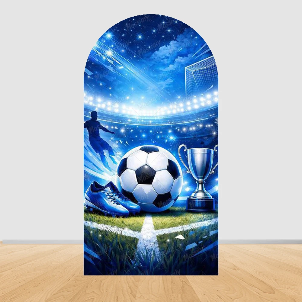Football Birthday Arch Backdrop Cover Stripes Checker Grid Kids Boy Baby Shower Soccer Party Decor Portrait Photo Background - view 4