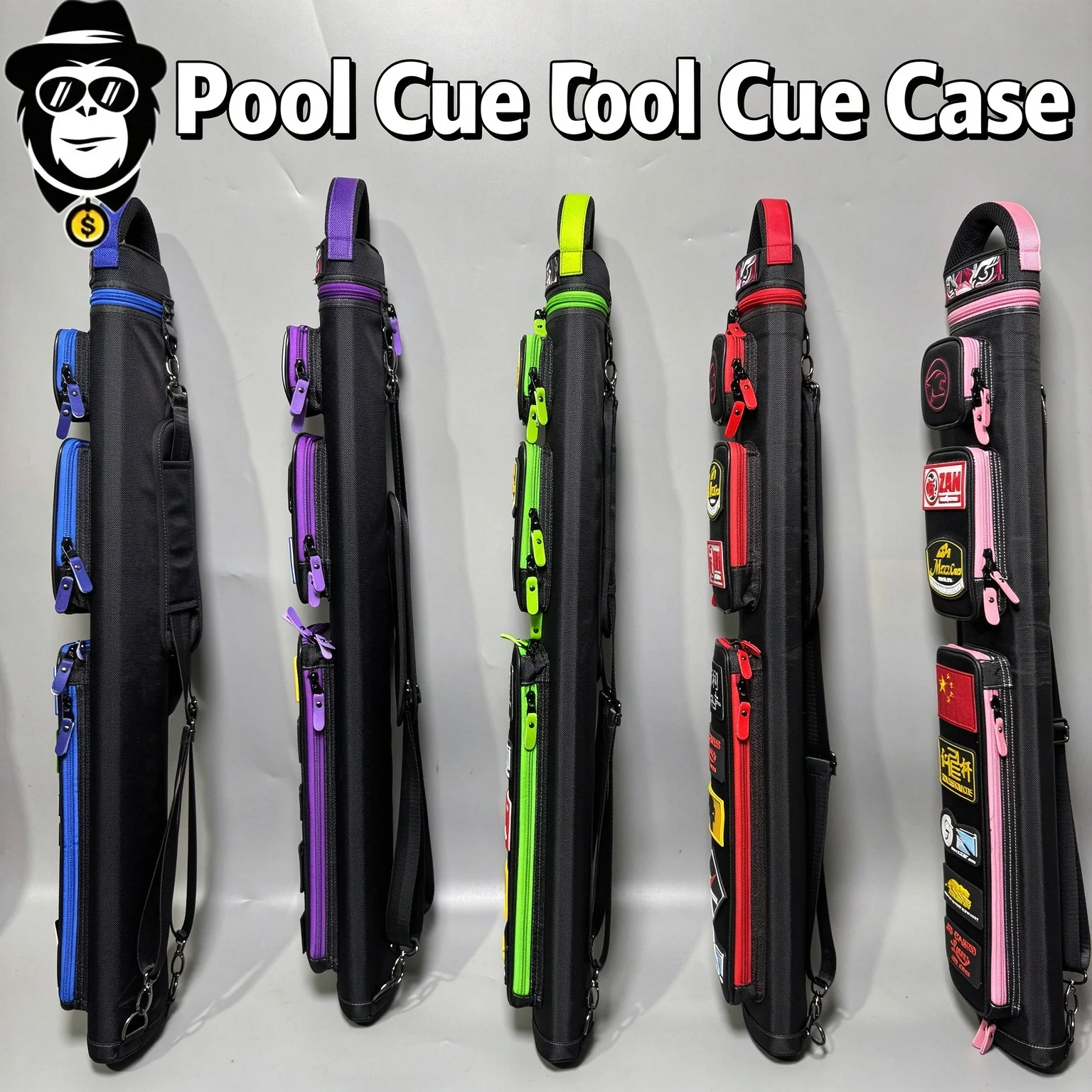 LIZARD Pool Cue Case 6~8 Hole 2x4/3x5 Nylon Billiard Cue Bag, Cue Stick Carrying Case Billiard Accessories