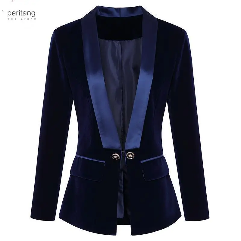 

Women Autumn Winter Blazers and Jackets Fashion Shawl Lapel Slim Velvet Suit Jacket Coat Blazer Feminino