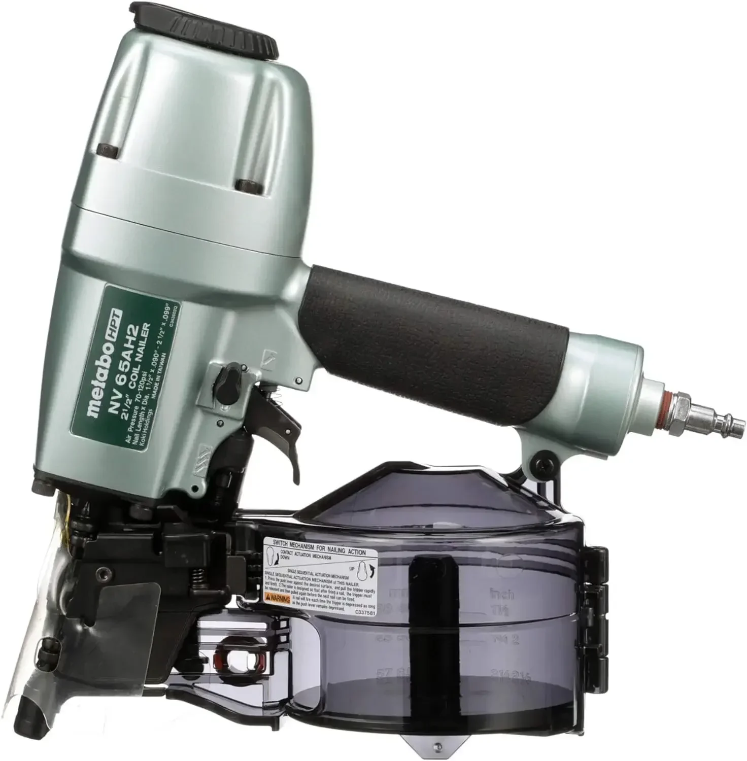 

Coil Siding Nailer, 1-1/2 inch to 2-1/2 inch Siding Nails, Side load, Tilt Bottom Magazine (NV65AH2)