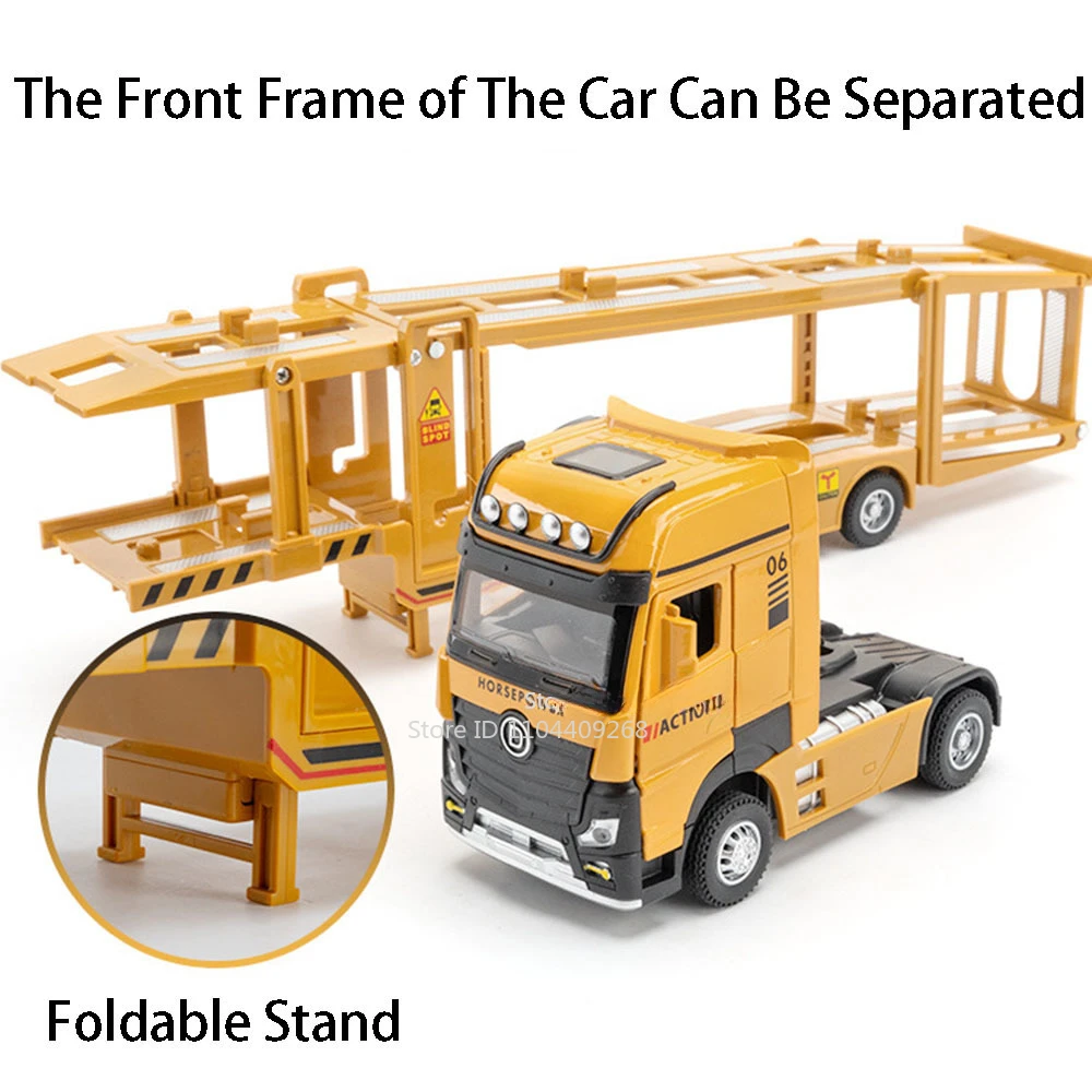 1:32 二層輸送車コンテナトラックモデルおもちゃプルバックサウンドライトエンジニアリング車両モデル子供のギフト