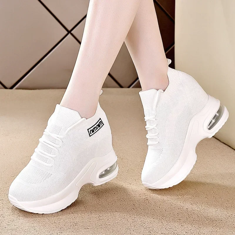 Super Thick Sole High Elevated Sneakers Women New Mesh Breathable Women\'s Shoes Comfortable Casual Shoes for Women 2024