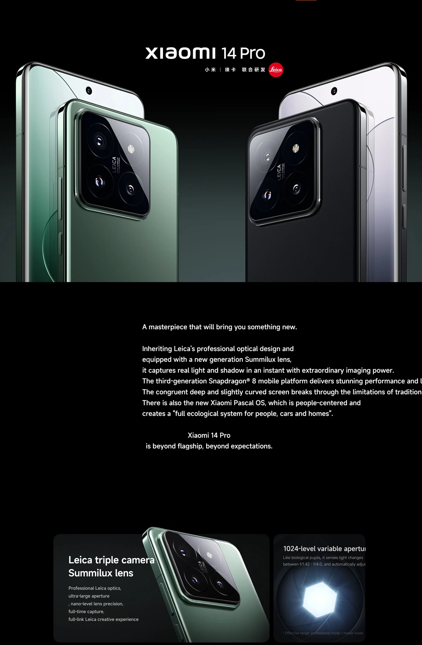 Xiaomi 14 Pro 5G 6.73in 3000nit 3200x1440px CPU Snapdragon8 Gen3 50MP 4880mAh Charging 120W used phone