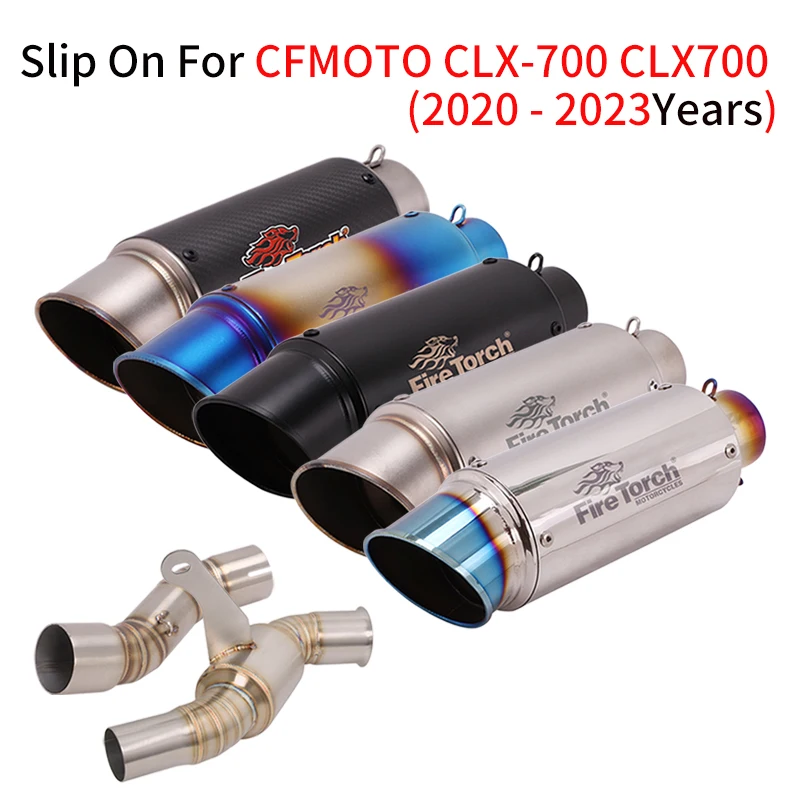 

For CFMOTO CLX-700 CLX700 CLX 700 Sport 2020 2021 2022 2023 Motorcycle Exhaust Escape Systems 51mm Mid Link Pipe Moto Muffler