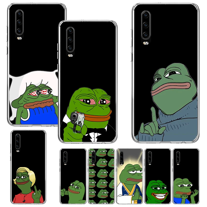 Cute Frogs Party Sad Pepe Print Soft Case for Huawei P40 P50 P30 P20 P10 Lite Phone Shell Mate 10 20 30 40 Pro Pattern Cover