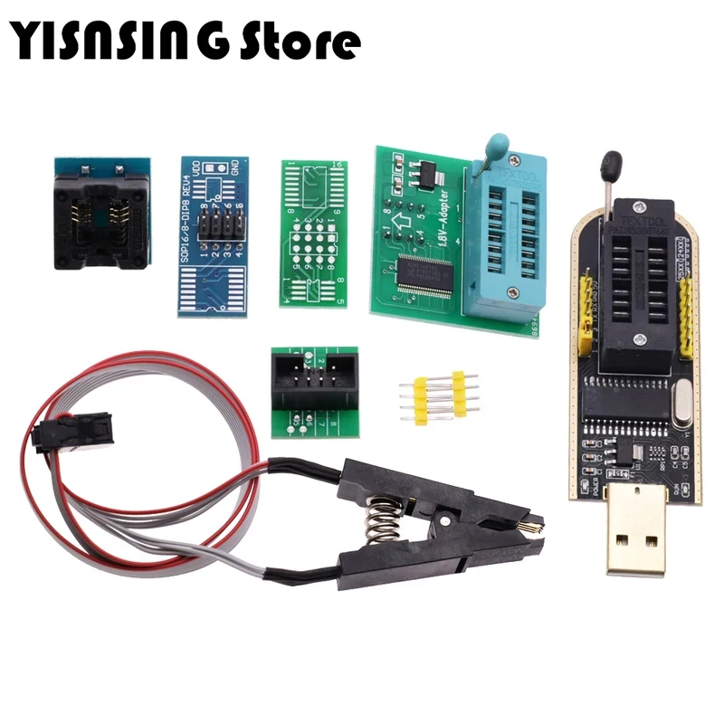 I21 CH341A 24 25 Series EEPROM Flash BIOS USB Programmer Module SOIC8 SOP8 Test Clip For EEPROM 93CXX / 25CXX / 24CXX DIY KIT