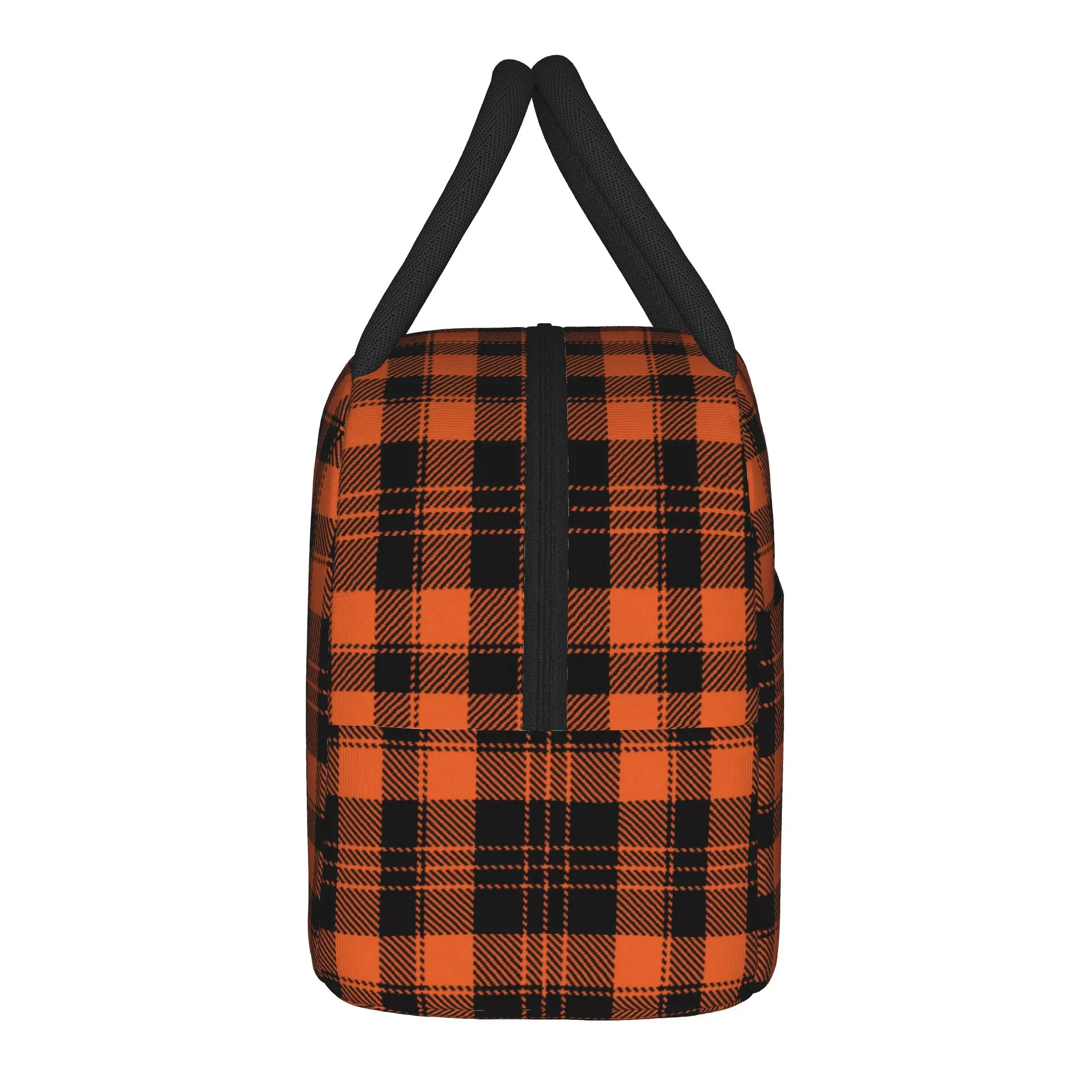 Retro Tartan Cloth Insulated Lunch Bags Cooler Bag Reusable,Meal Container Halloween Pliad Leakproof Lunch Box Tote Food Handbag