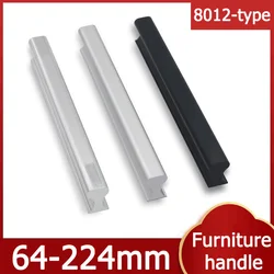 2pcs Length 64 96 128 160 192 224mm 8012-Type Cabinet Handle Kitchen Door Handle Drawer Knob Aluminum Alloy Wardrobe Door Handle