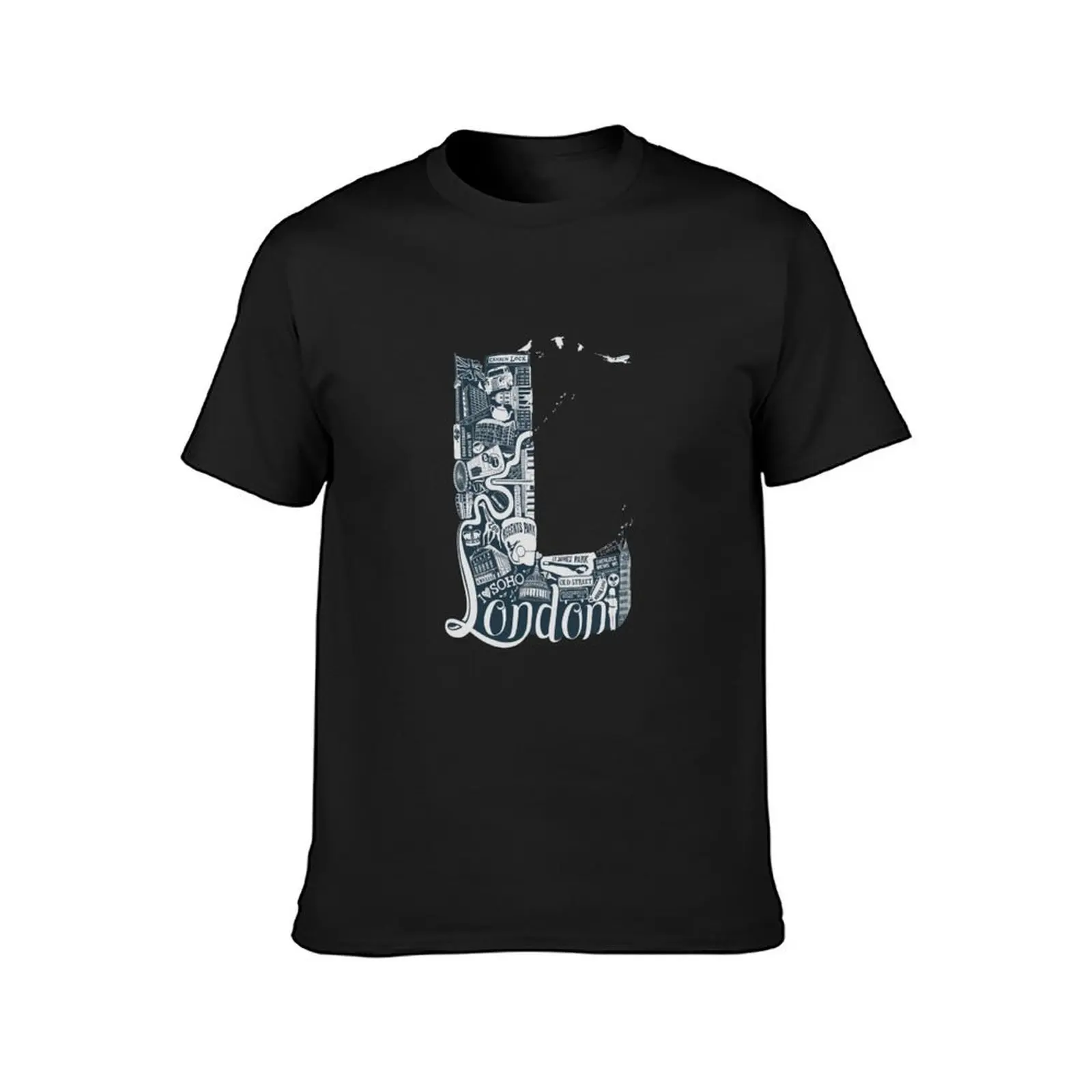 London Symbols Text Letter L design T-Shirt quick drying korean fashion men clothings