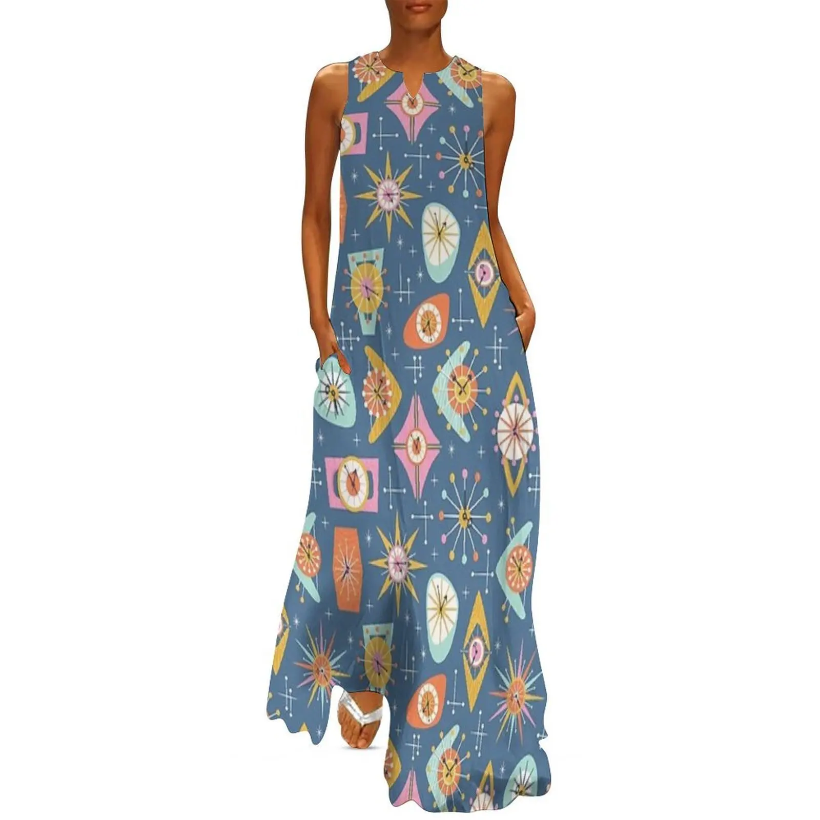 

Vintage Clocks Long Dress dresses for women 2025 elegant guest wedding dress clothes for women summer clothes for women