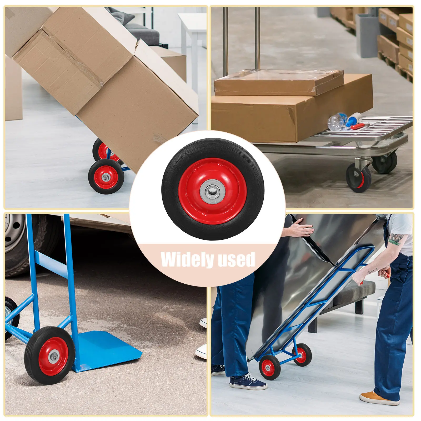 2Pcs Solid Rubber Trolley Casters Anti Slip Cart Wheel Replacement Set Folding Cart Parts Rolling Bag Grocery Laundry Wheel