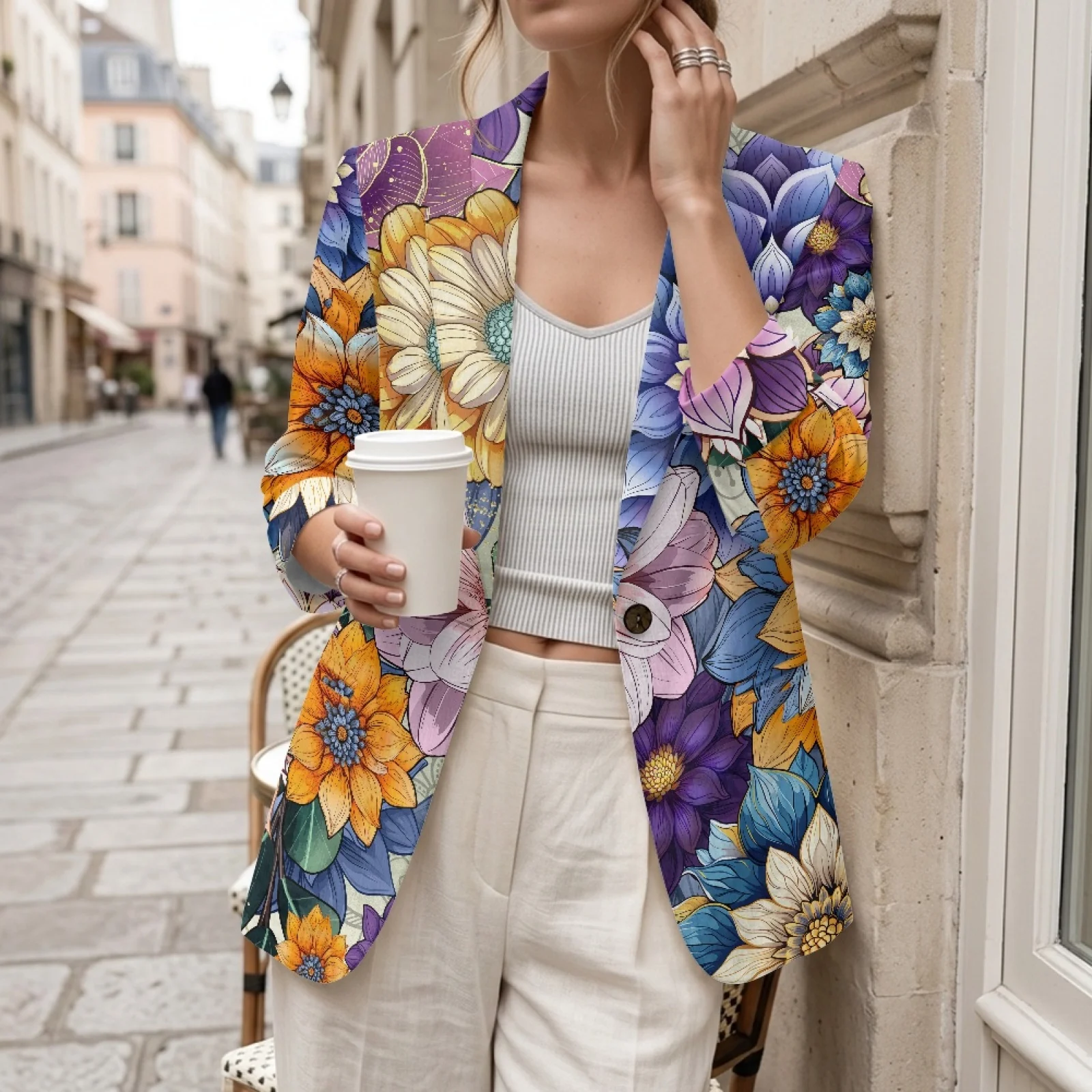 PENSTROLL Flower Design Casual Dressy Tops for Beach Linen Style Beach Coverups S-3XL view 3