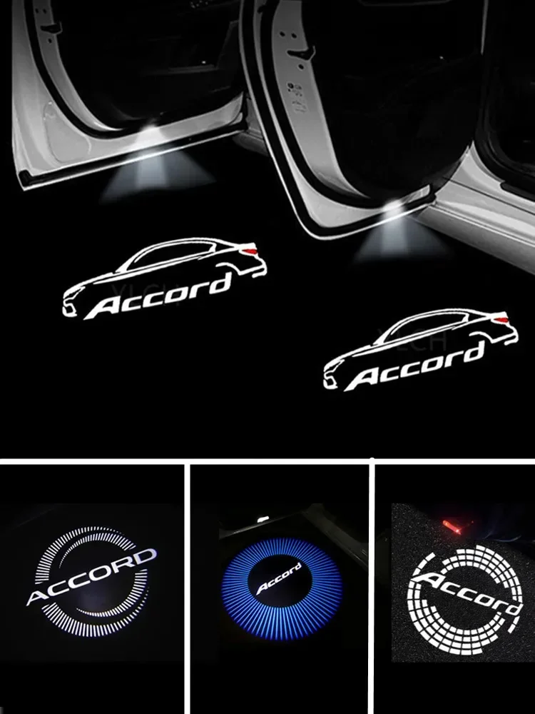 2PCS Led Car Door Welcome Lamp 3D Projector Ghost Shadow Lights Accessory For Honda Accord 7Th 8Th 9Th 10Th 2003 2004-2023