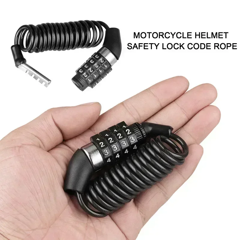 Tough Combination PIN Lock Carabiner Motorcycle Helmet Lock With Steel Wire Cable Fix For Motorcycle Bicycle Electric Vehicles