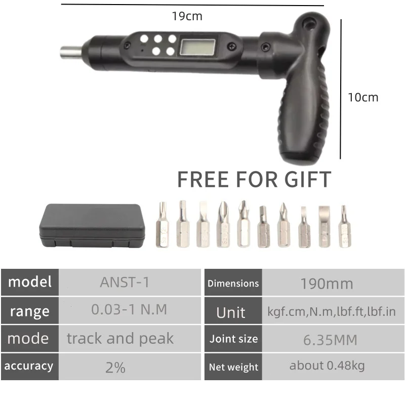 

ALIYIQI ANST-1N.M DigitalTorqueScrewDriver SetWith10 BitTorqueWrenchBicycle Motobike Repair Hand Professional ScrewDriverTools