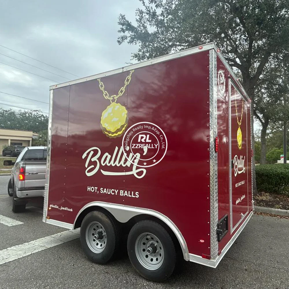 Remorque de concession de restaurant mobile commercial, camion de nourriture mobile, double couche, barbecue chaud, grand espace