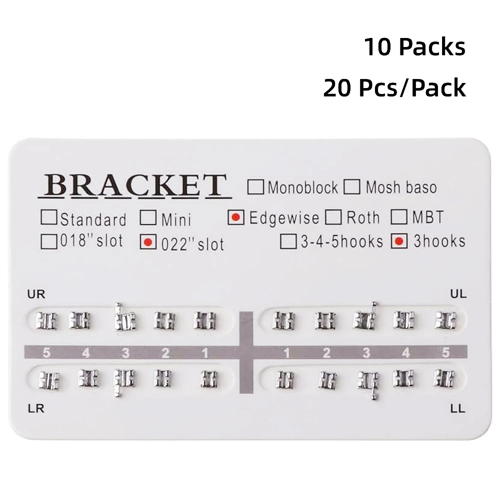 50 Packs Orthodontics Braces Dental Metal Brackets For Teeth Split Mesh Base Mini Roth MBT Edgewise 022 018 Slot 345 Hooks