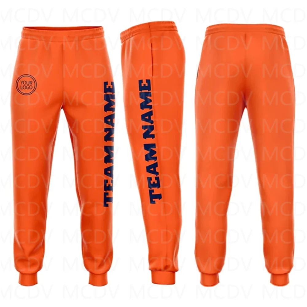 Pantalones de chándal de vellón verde Kelly naranja personalizados, pantalones de Jogging casuales con estampado 3D, pantalones deportivos sueltos Unisex