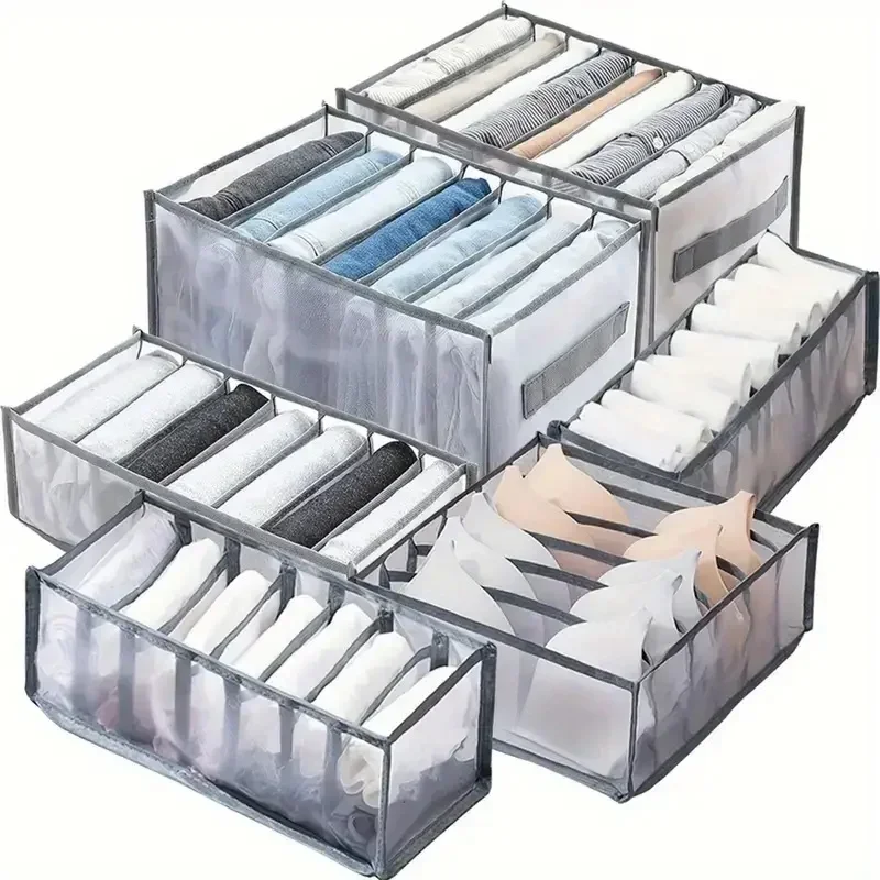 

6-piece Wardrobe Clothing Storage Box, Foldable Drawer Storage Bag, Underwear, Socks, Jeans Storage Artifact