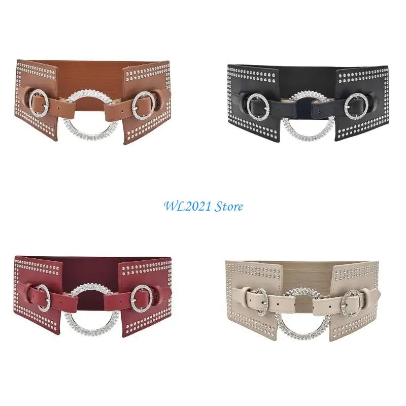 

G5GC Elastic Waist Belt for Women Ladies Dress Corset Fashion Female Stretch Corset with Buckle for Prom Party