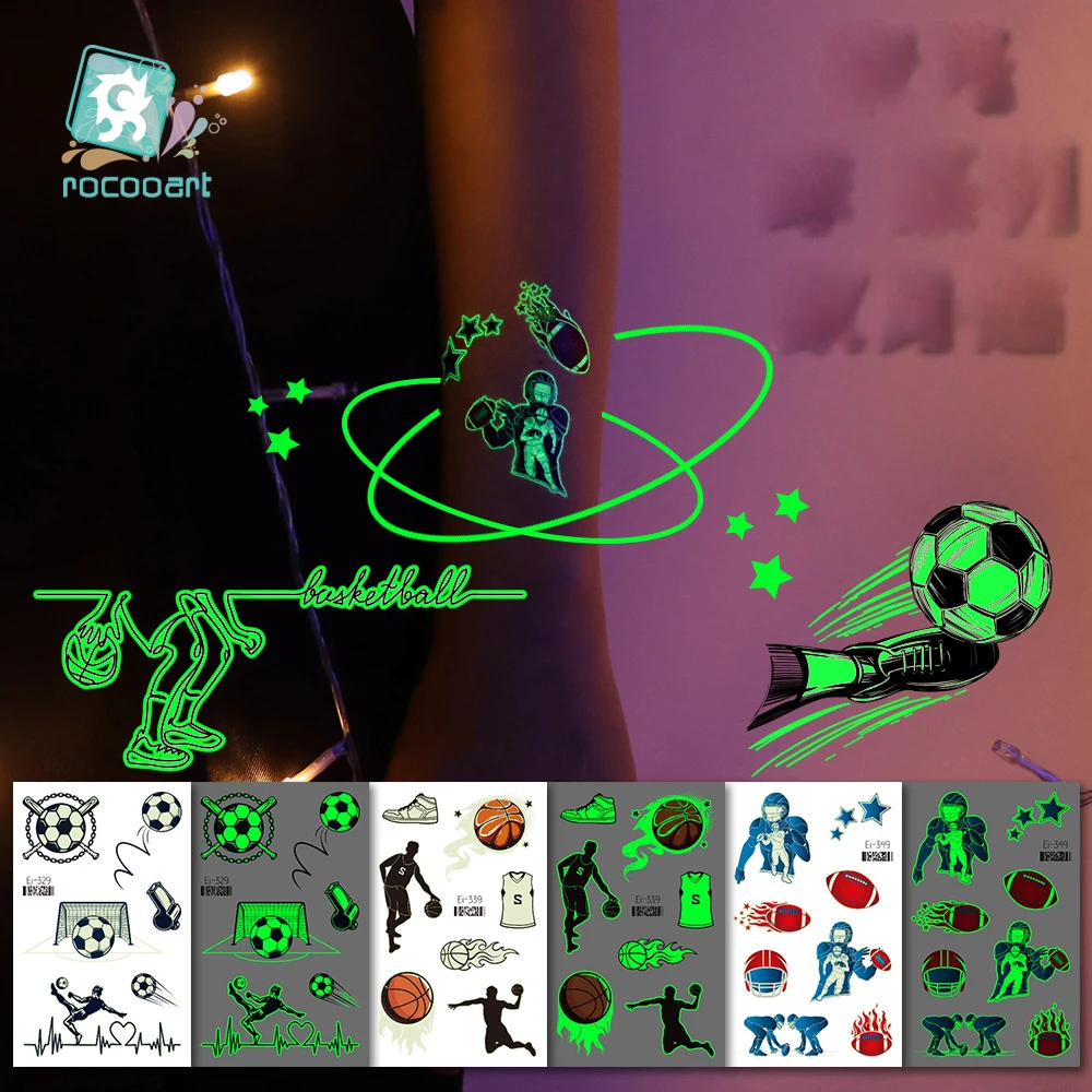 

New Waterproof Basketball ,Rugby Temporary Tattoo Sticker World Cup Games Glow Football Face Sticker Size:120 × 75mm