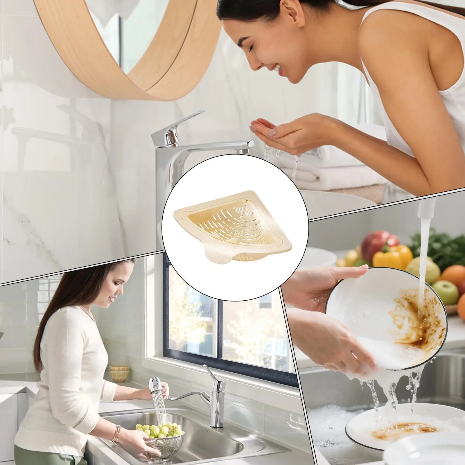 Sink Drain Basket Anti-Clog Food Catcher Triangular Sink Food Catcher Basket For Fruit Vegetable Noodle Washing Home Dorm