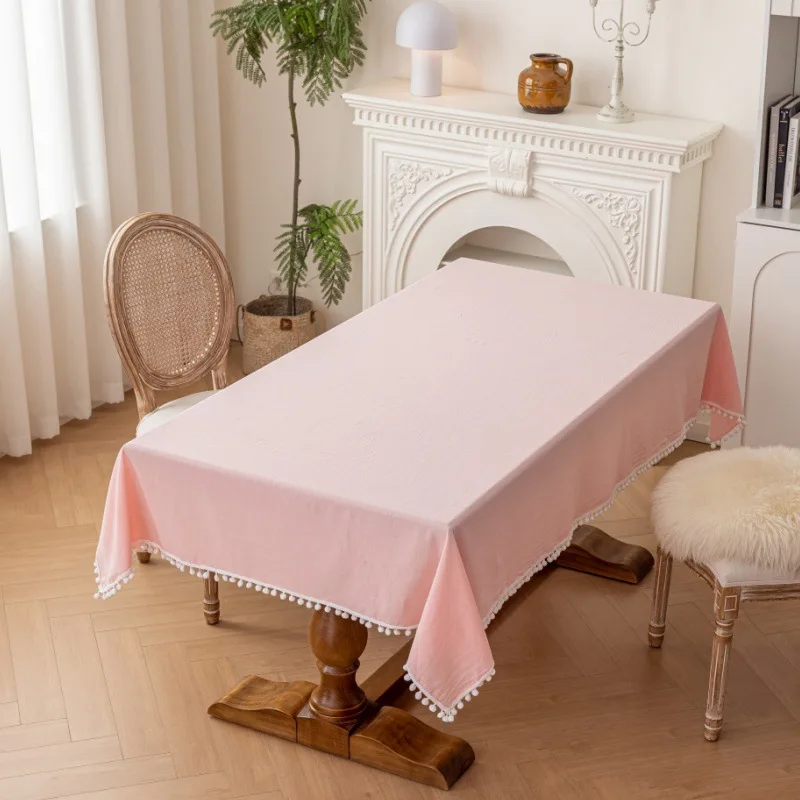 Tassels Stitching Cotton Fabric Table Cloth Washable Tablecloth for Wedding Party Dining Banquet Decoration Luxuriou Table Cover