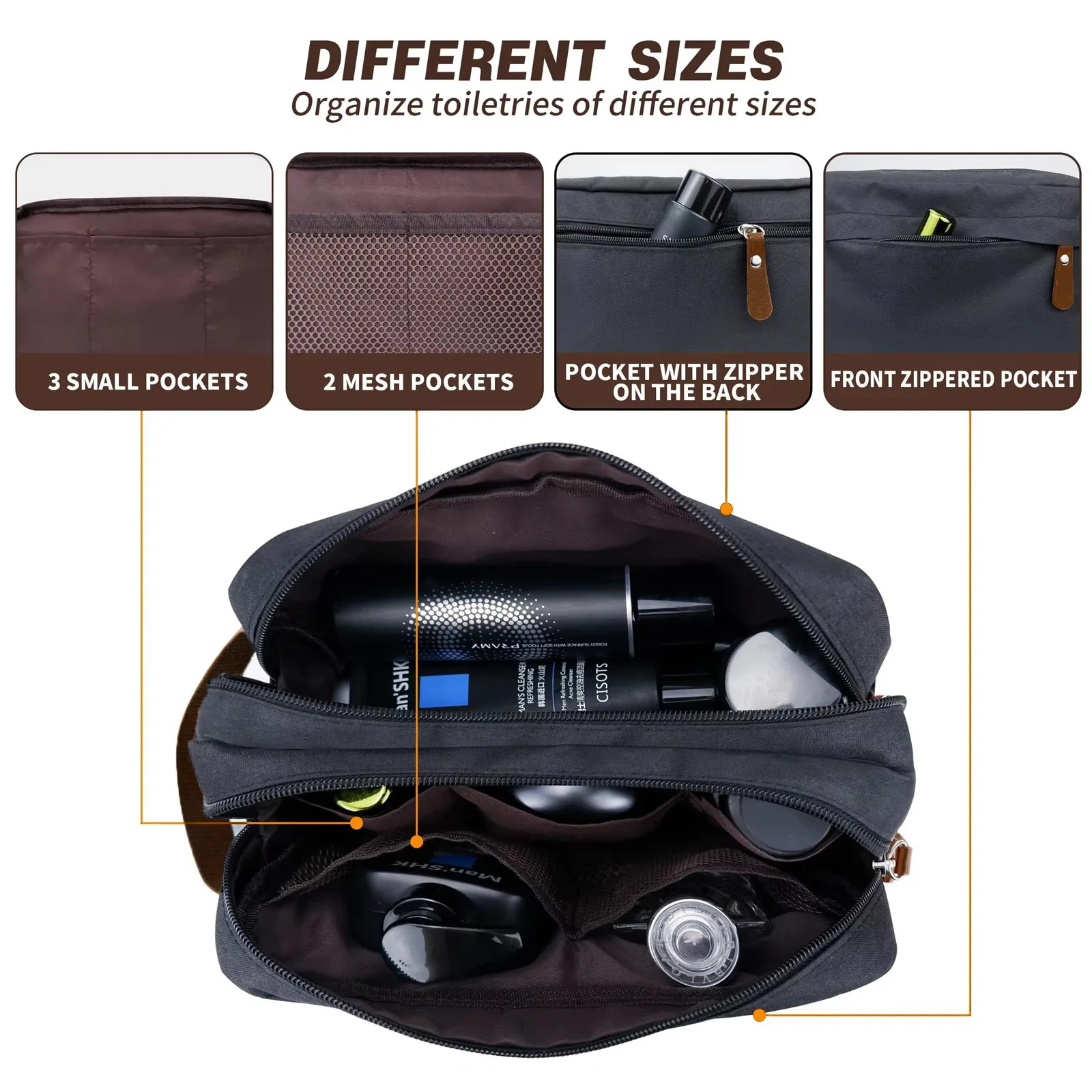 Men\'S Toiletries Bag, Waterproof Travel Bag With Handle For Toiletries, Shaving Bag For Business Travel Toiletries Accessories
