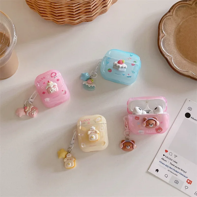 AirPods Pro 1,2,3用の3D漫画デザインのケース,Bluetoothイヤホン用の保護ケース,充電ボックス