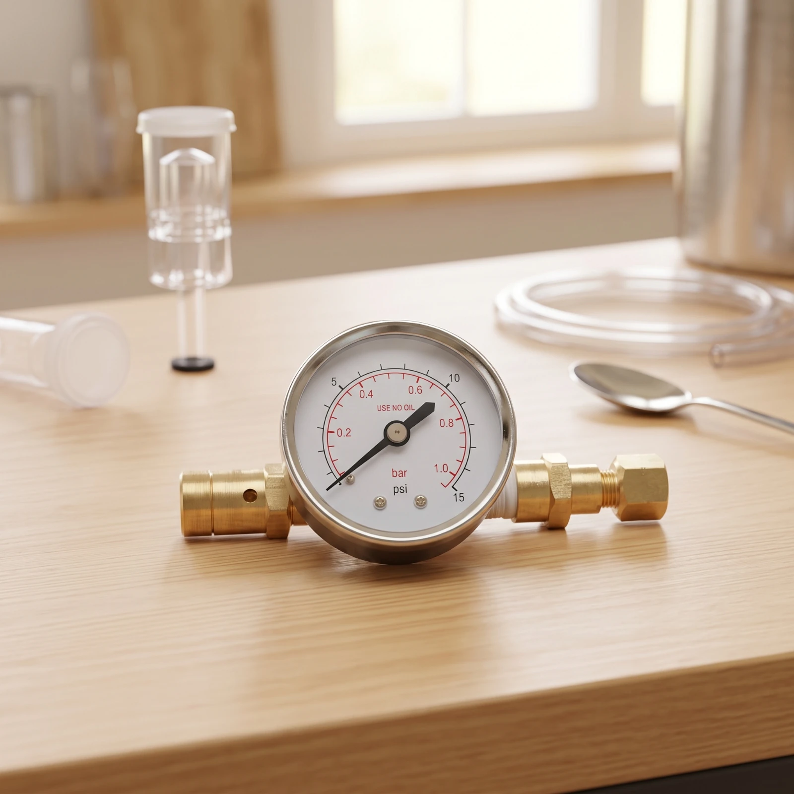 Keg Pressure Gauge Analog Homebrew Pressure Gauge Brass for Homebrewers, Fermentation, Gas Lines
