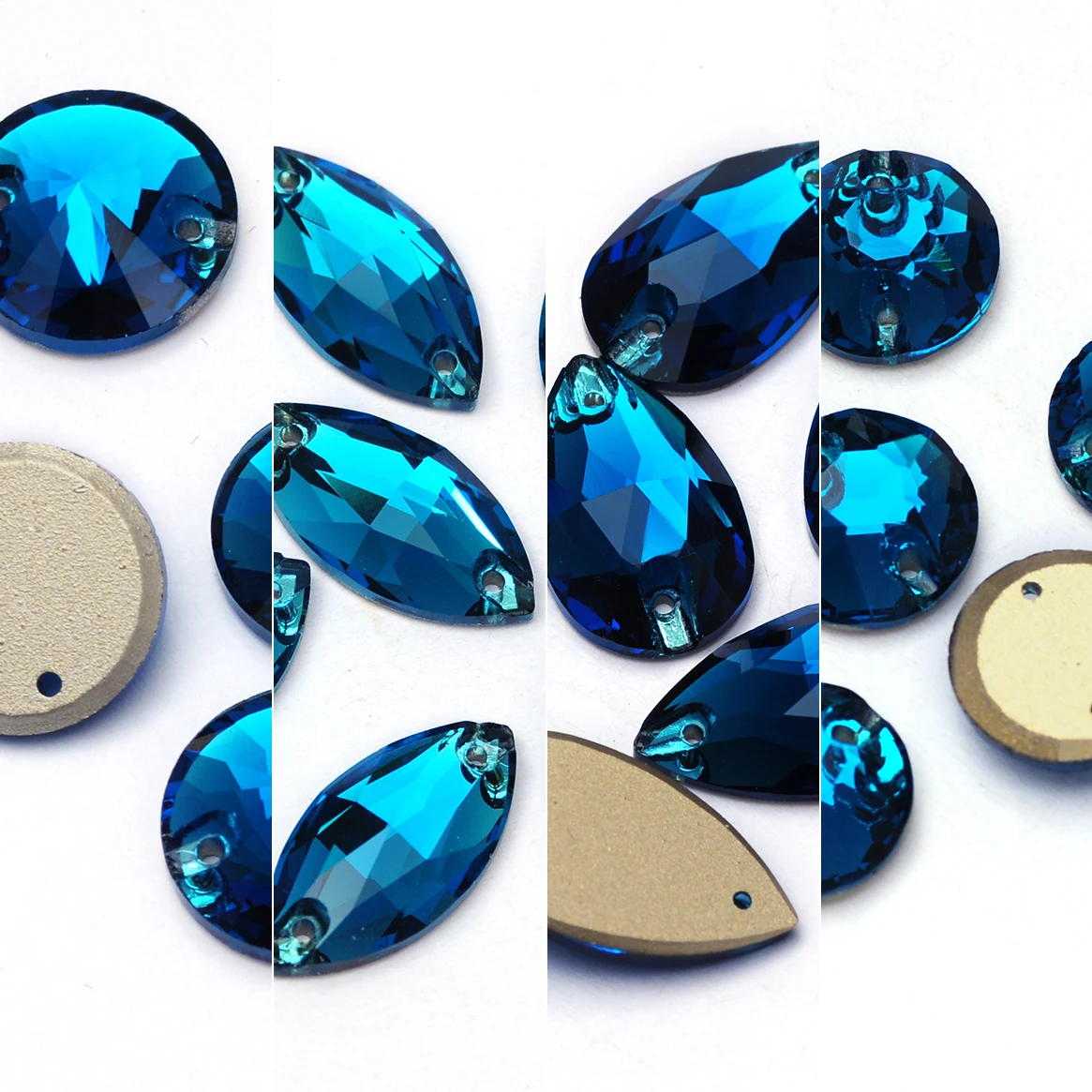PUBRILEX Blue Zircon Rhinestones Value Pack Sparkling Glitter Sewing Stones with Chamfered Edges for Fashion Garments Jewelry
