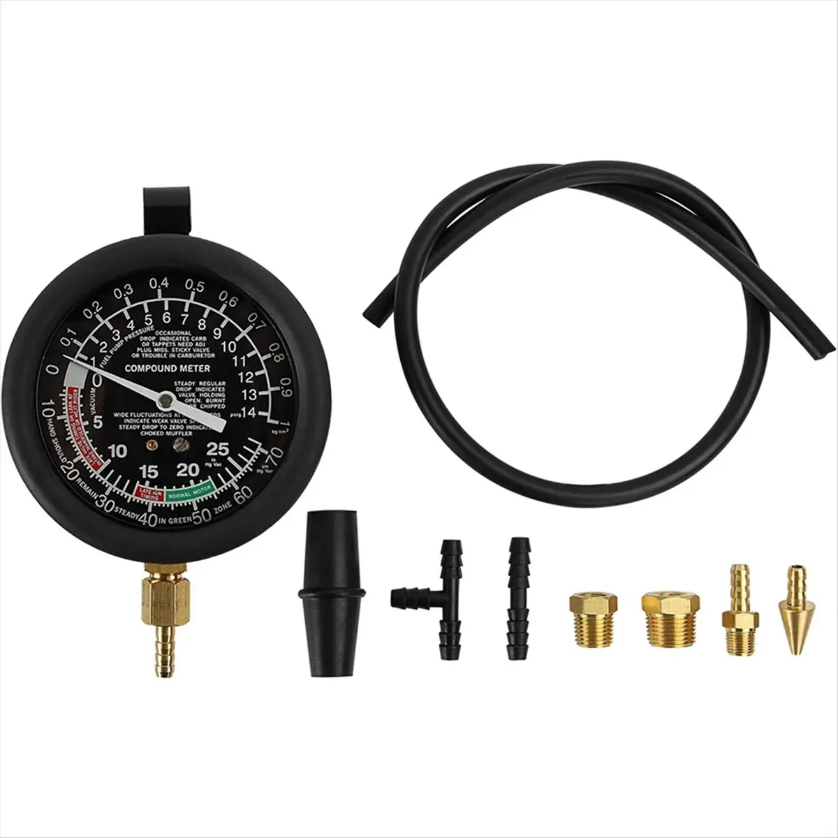 A95G Car Vacuum and Pump Tester Gauge Kit, Pump and Vacuum Tester Gauge, Leak Carburetor Pressure Diagnostics