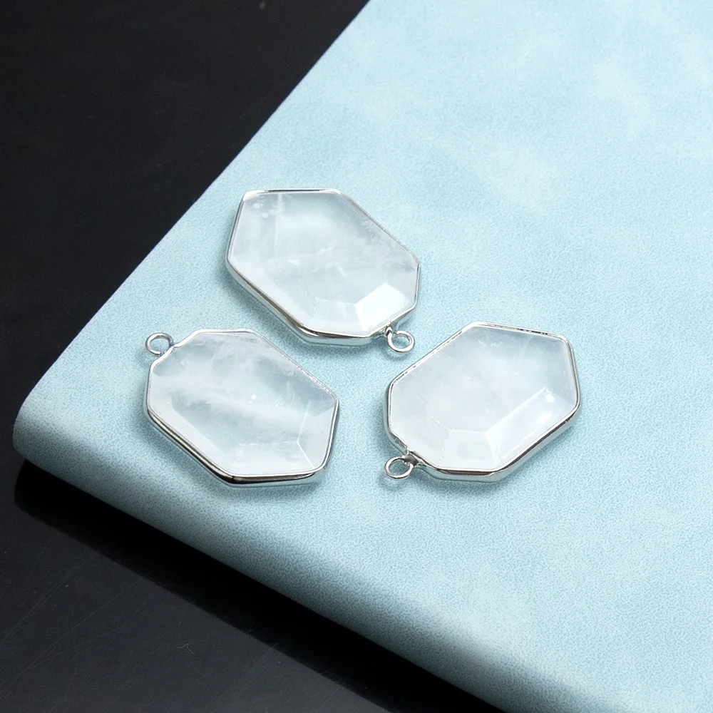 الطبيعية شبه الكريمة الحجر الأبيض كريستال قلادة 23x36 مللي متر سحر النساء/الرجال صنع المجوهرات عقد دي اي واي هدية عيد الحب