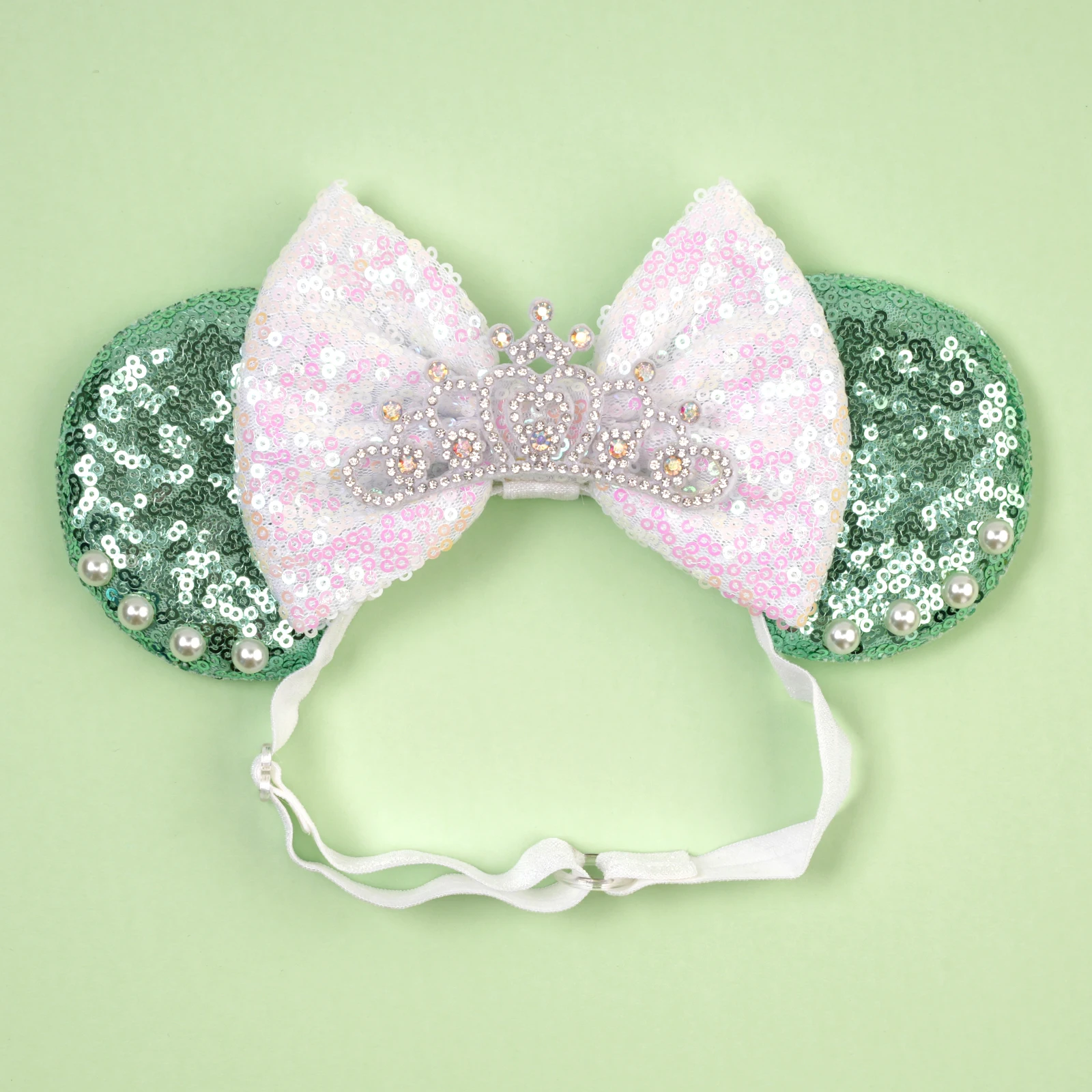 1 Stück Elegantes Damen-Haarband mit Mickey-Mouse-Ohren, Imitationsperlen-Dekoration, Funkelnde Krone für Mädchen, Tägliches Party-Haaraccessoire