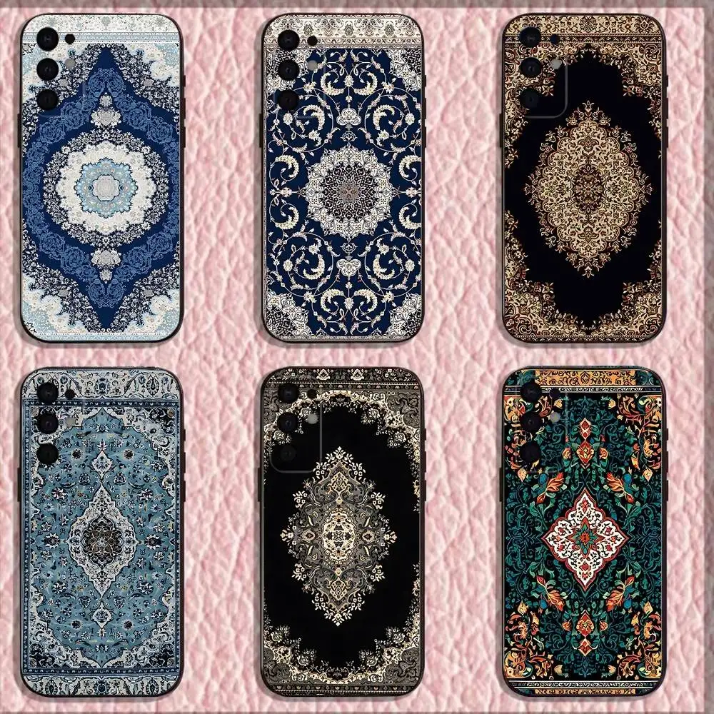 

Persian Carpet Floral Pattern ART Phone Case for Samsung S24 S22 S25 Ultra S9 S20 FE S23 Plus S10 S21 Shockproof Funda Cover
