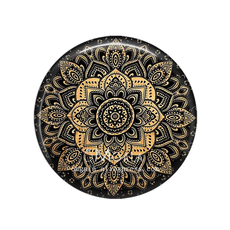 Fashion Colorful Mandala Art Patterns 10pcs 12mm/18mm/20mm/25mm Round photo glass cabochon demo flat back Making findings